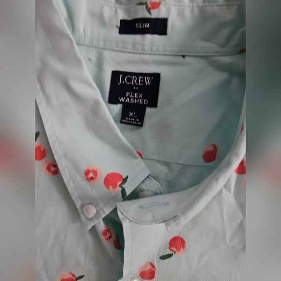 J.Crew Factory Slim Flex Washed  Fruit Print Short Sleeve Shirt  Men Size XL - Picture 4 of 7